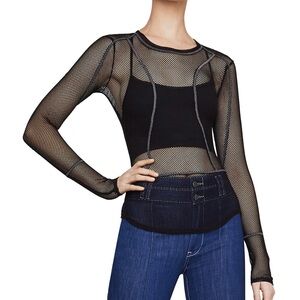 BCBGMaxAzria Black Long-Sleeve Mesh Tunic Top